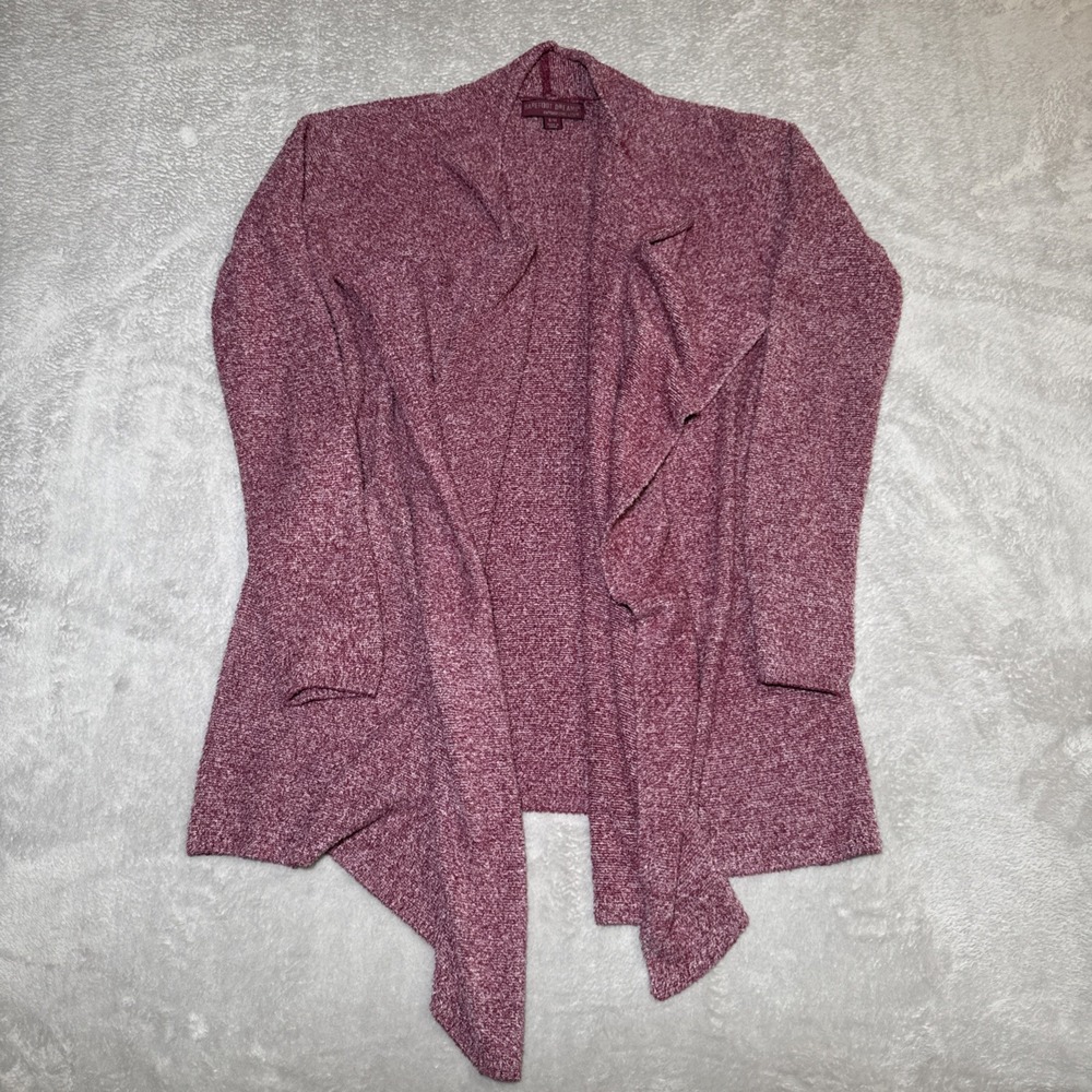 Barefoot Dreams Open Cardigan Womens Small Medium Plum Bamboo Chic Lite Knit 436